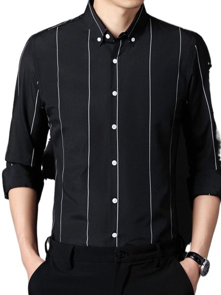 

men striped pattern button down shirt 50ur#, White;black
