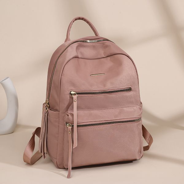 

large oxford pure color smooth leather backpack in japan and korea style versatile valise casual waterproof plain waterproof