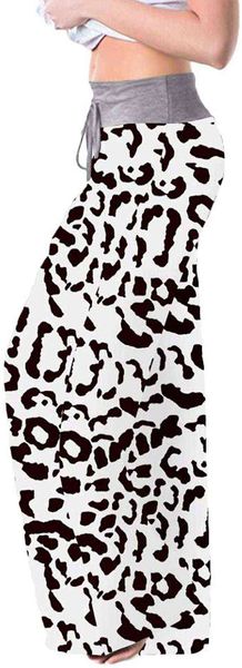 

2022 new leopard print comfortable casual elastic drawstring pajamas wide leg pants women's wear, Black;white