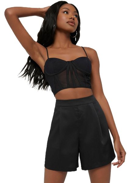 

x raluk fold pleated detail shorts w4hx#, White;black