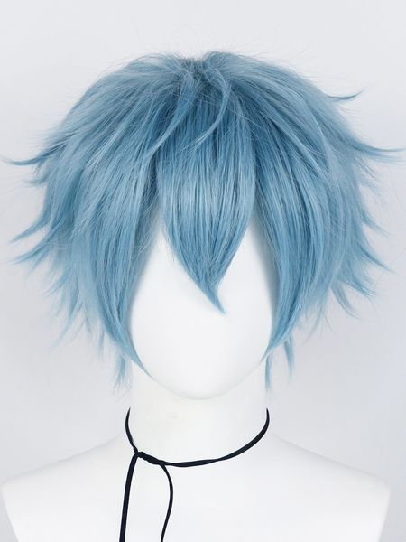 

1pc short straight cosplay synthetic wig & 1pc wig cap, Golden;white