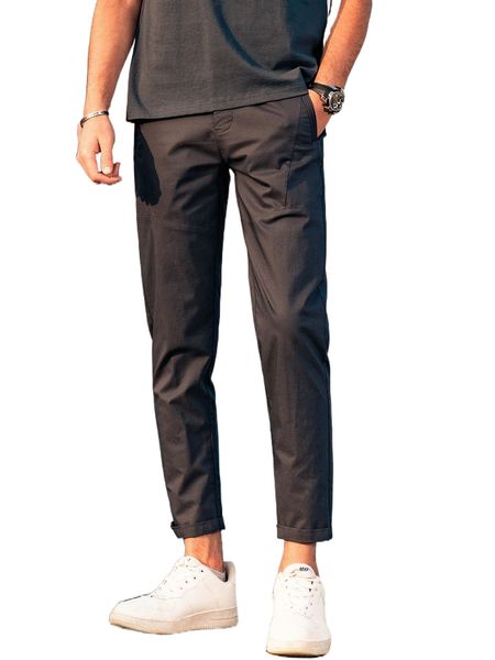 

men slant pocket solid pants b3wr#, Black