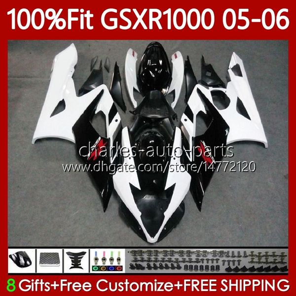 OEM-Karosseriesatz für Suzuki GSX-R1000 GSXR 1000 CC weiß glänzend K5 05–06 Karosserie 122Nr