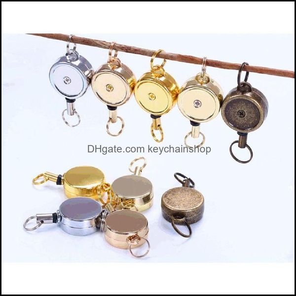 

keychains fashion accessories 5 colors heavy duty zinc alloy retractable badge holder reel all metal casing id keychain jewelry findings dro, Silver