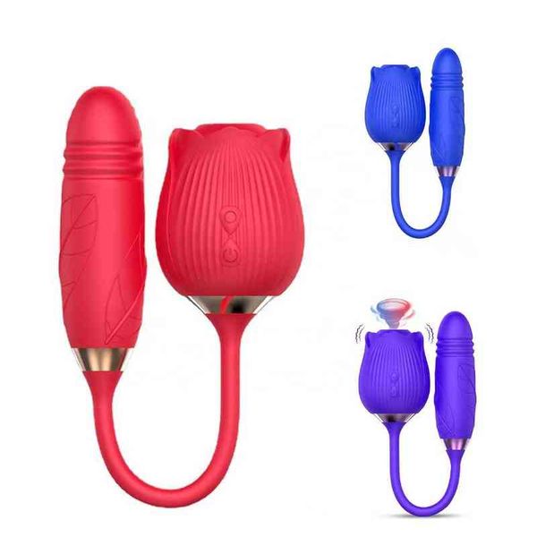 Nxy vibradores 2 em 1 sugando impermeável silicone clit pambolete estimulador otário rosa para mulheres brinquedos sexuais 0411