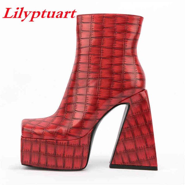 Женские сапоги Lilyptuart Za Angle Boot Fashion High Come Platform в форме каблуки на каблуках Cunky Heels Designer Shoes Green 45 0719