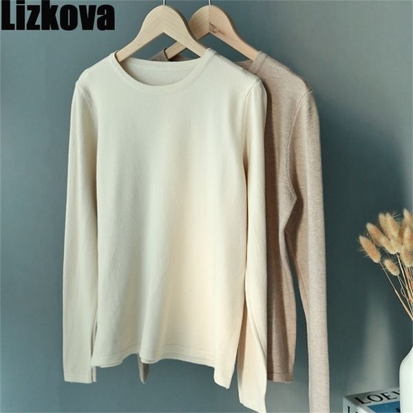 

lizkova o-neck knitted sweater women white loose pullover sweater winter soft casual 201224, White;black