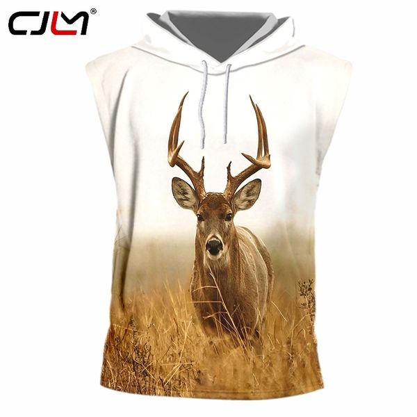 

summer man 3d printed deer summer harajuku large size 5xl mens hooded tank 220623, White;black