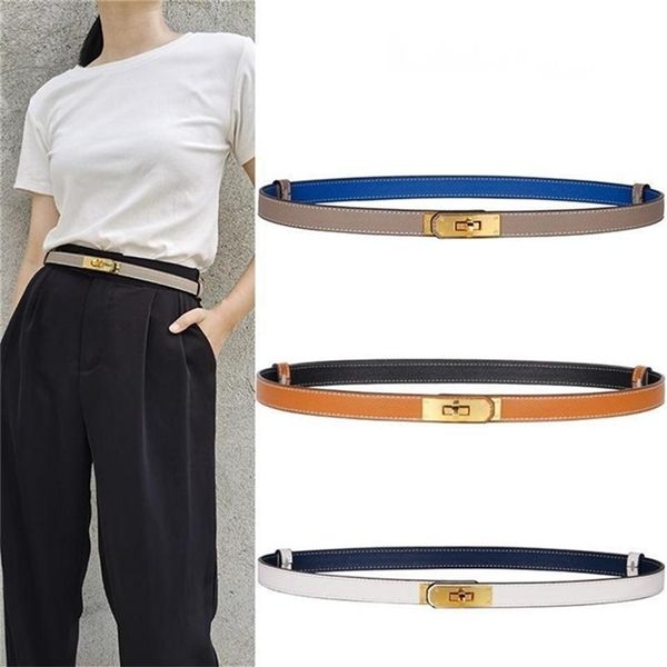 

women fashion trend wild double-sided two-color exquisite alloy buckle genuine leather belt dress jeans decoration cowhide belt 22198q, Black;brown