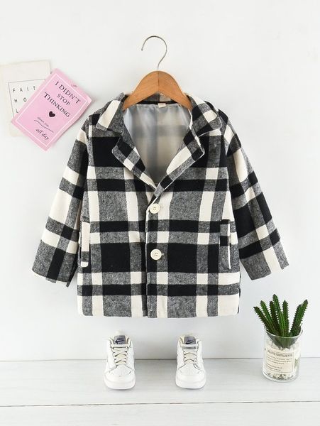 

toddler boys plaid print overcoat she, Blue;gray