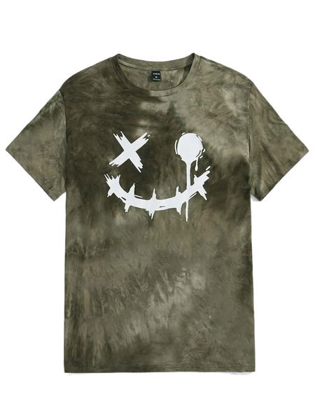 

men tie dye cartoon graphic tee t8et#, White;black