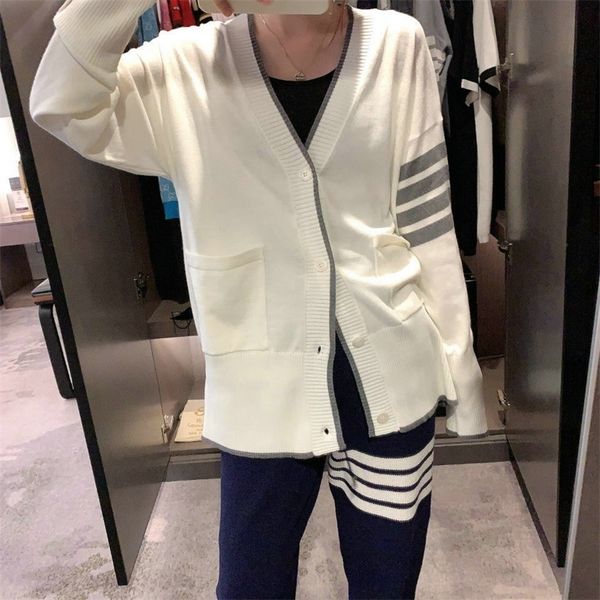 

71% off 2022 summer trendy wo clothing white new and women's same style four bars loose shoulder lazy medium length cardigan