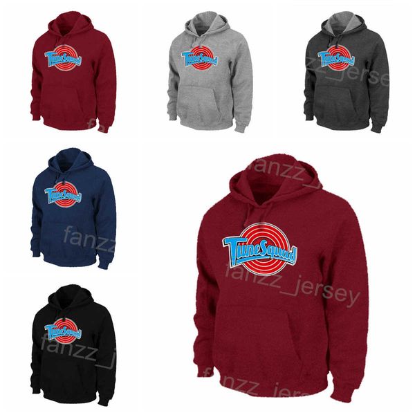 Man Çocuk Kadın Basketbol Tune Squad Squad Hoody Jersey Kazak Uzay Jam Kapşonlu Looney Tunes Hoodies Film Sweatshirts Mor Siyah Gri Kırmızı Mavi Özel İsim Numarası