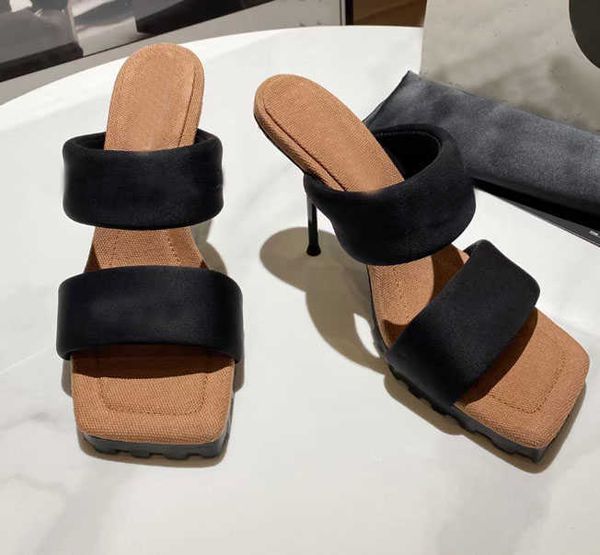 

wedding women's square toe high-heeled slippers black t-shaped non slip sole comfortable 10cm dress party shoes large 35-43