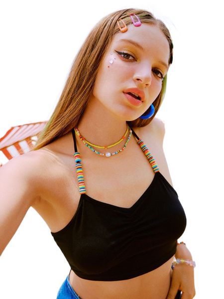 

romwe y2k revival solid beaded halter m74n#, White