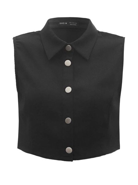 

button front sleeveless blouse k1if#, White