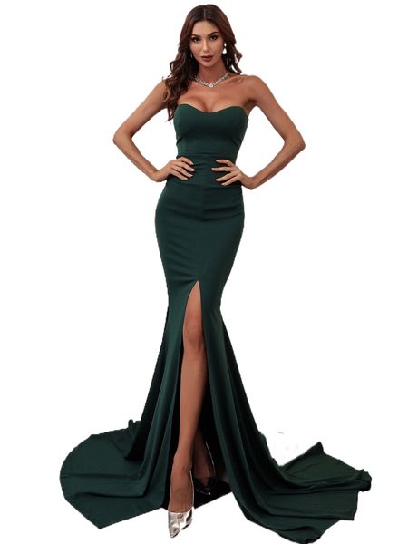 

missord zip back split thigh tube prom dress 56ku#, Black;gray
