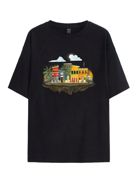 

x angeleev house print round neck tee 07ec#, White