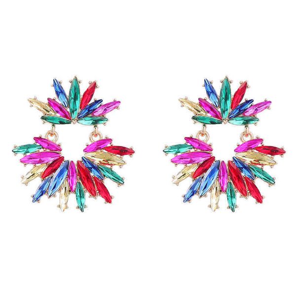 

charm new sparkling floral rhinestone dangle earrings women's dinner wedding accessories fashion luxury statement jewelry 220726, Golden