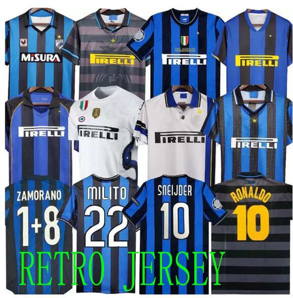 

finals 2009 milito sneijder zanetti retro soccer jersey eto'o football 97 98 99 01 02 03 djorkaeff baggio adriano milan 10 11 07 08 09, Black;yellow