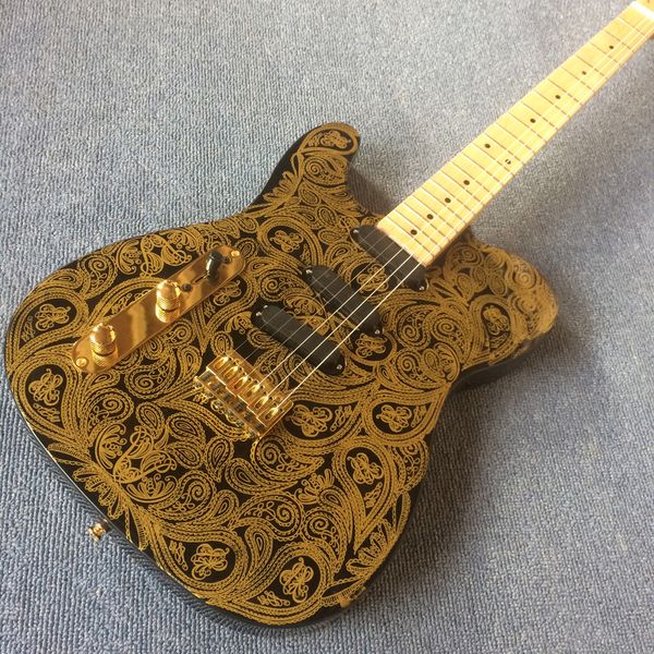 

the left hand guitar gold paisley mahogany body electric guitar