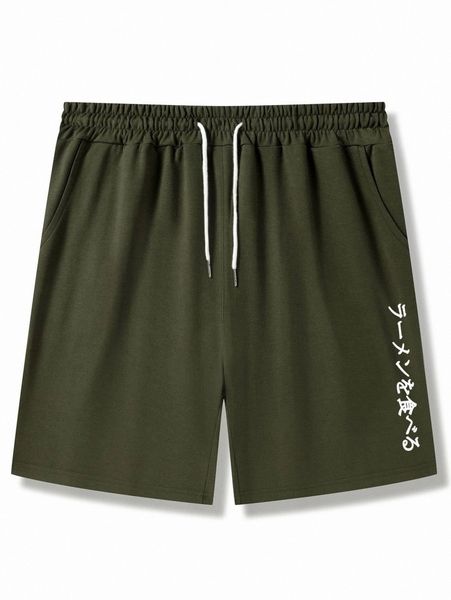 

romwe guys japanese print drawstring shorts r0jw#, White;black