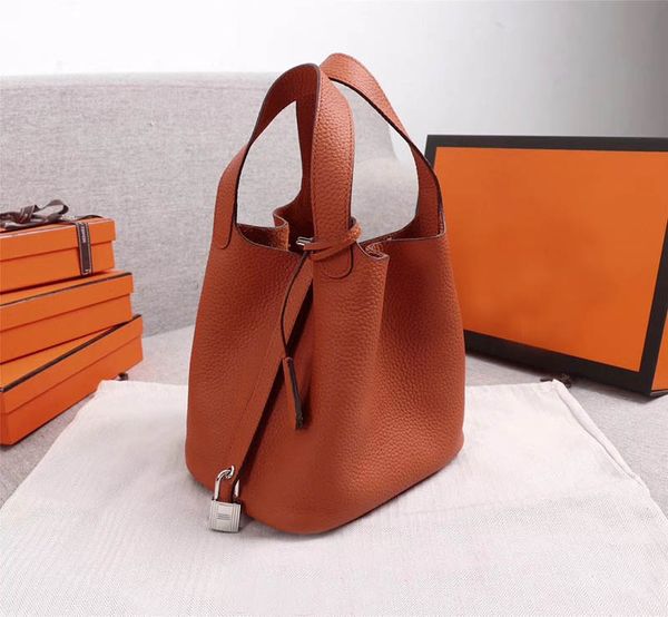 

5a real leather new shoulder bags bucket women shopping designer hands cross body with lock 001 pn vi0k