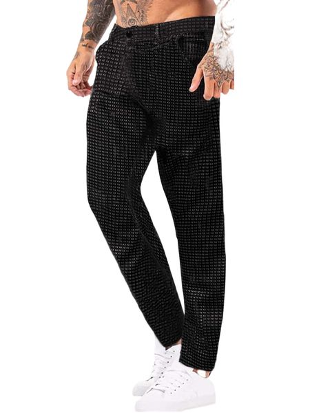 

men slant pocket tailored pants 24v9#, Black