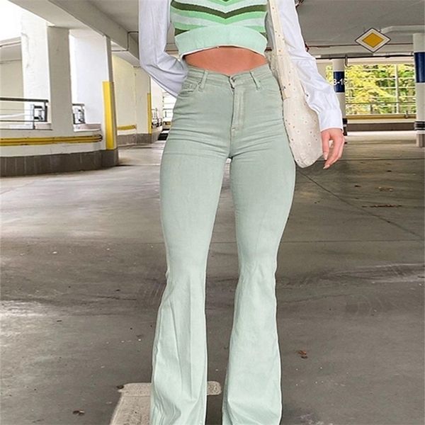 

women flare jeans pants button down zipper stretch jeggings elastic denim cut leggings bootcut casual fashion trousers 220423, Blue