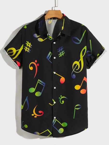 

men graphic button front shirt 561m#, White;black