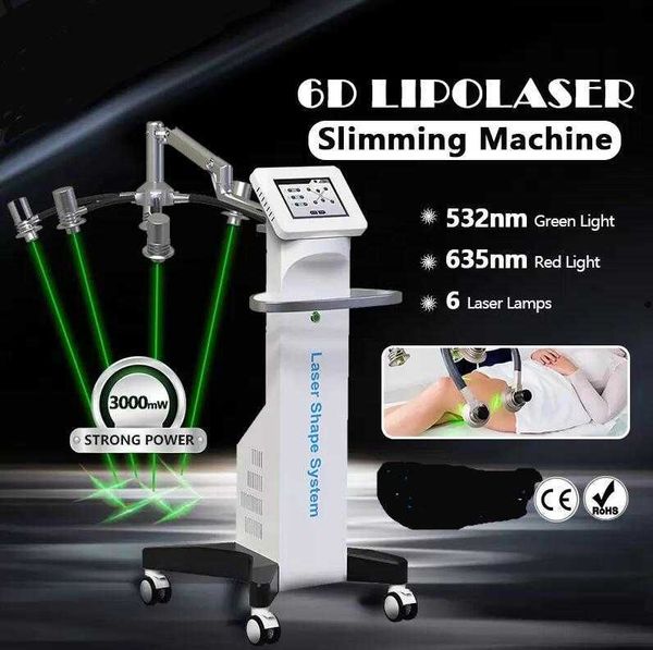 

powerful 532nm 6d lipolaser body shape slimming machine 635nm red green light therapy lipolysis abdomen fat reduction weight loss laser