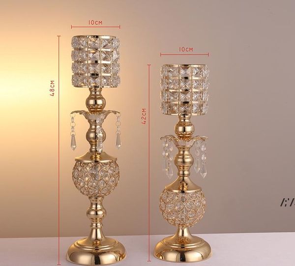 Metal Golden Crystals Candle Titular Delicado Abacaxi Tipo Casamento Candelabra Centerpiece Casa Decoração Castiçais JLA13389