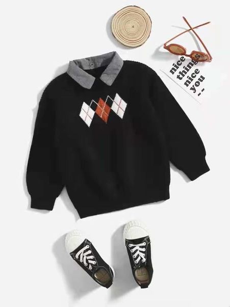 

toddler boys argyle pattern collar neck sweater she01, Blue