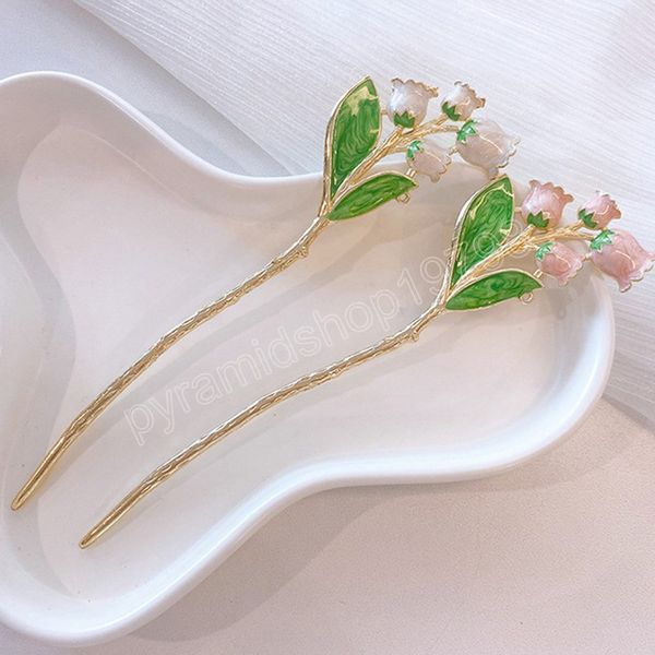 

metal hairpins sweet flower plant hair sticks women hair accessories hair clips headwear, Slivery;white