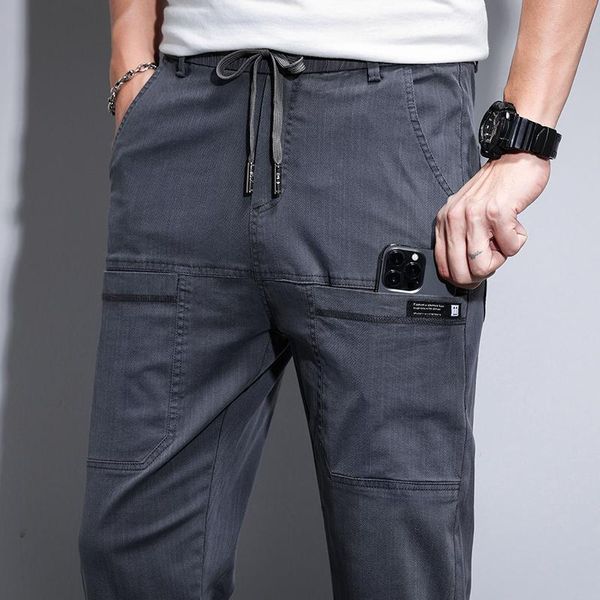 Herren Jeans Herren Stretch Soft Denim Freizeithosen Mode Kordelzug gebundene Füße Haremshose Männliche MarkenkleidungHerren