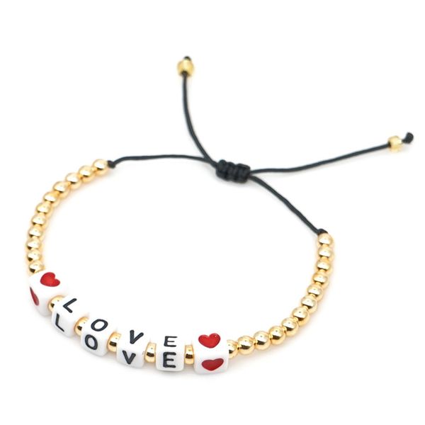 Charm-Paare weben Perlenstränge-Armband LOVE vergoldetes Perlenarmband Designer-Schmuck Frau südamerikanische handgefertigte weiße quadratische Armbänder für Teenager-Mädchen