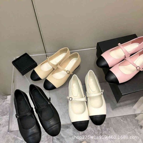 

dress shoes spring and summer style small fragrance mary jane shoes flat with one line buckle french women's are fashionable, Black