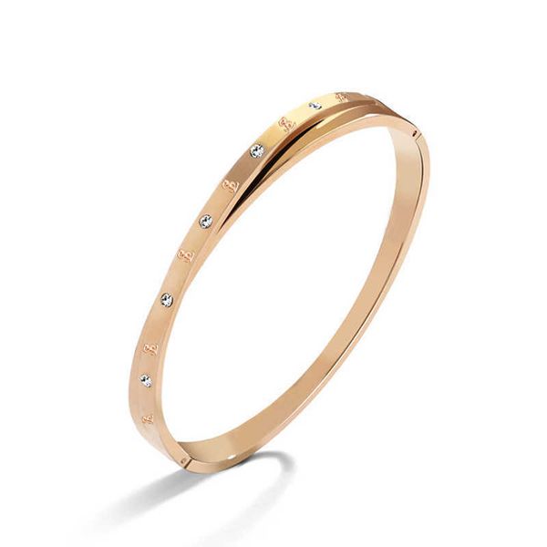 

geometric titanium steel cross letter bracelet women's stainless rose gold, Black