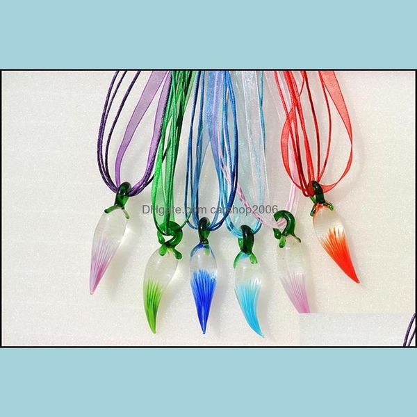 

pendant necklaces pendants jewelry mixed color pepper shape handmade lampwoke murano glass ladi dha8f, Silver
