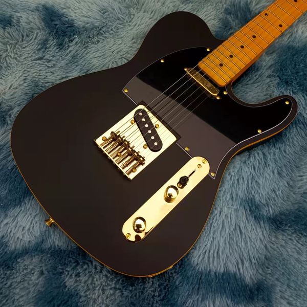

2022 custom tl electric guitar frosted black body maple fingerboard gold hardware double pickup truck