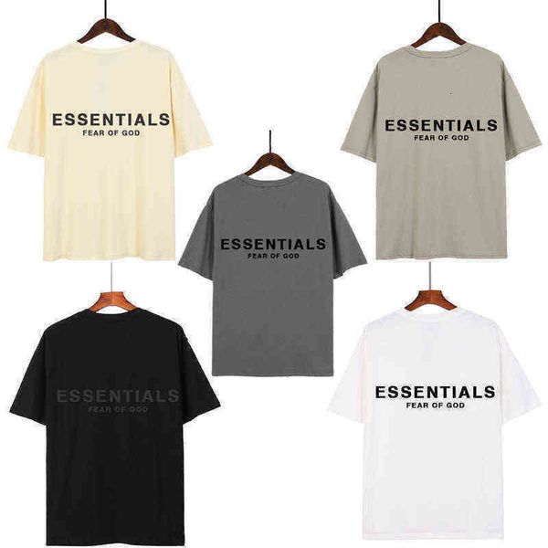 

ess t shirts thread back pressed letter short sleeve t-shirt men's and women's fog high street brand designer leisure dunks hip ho, White;black