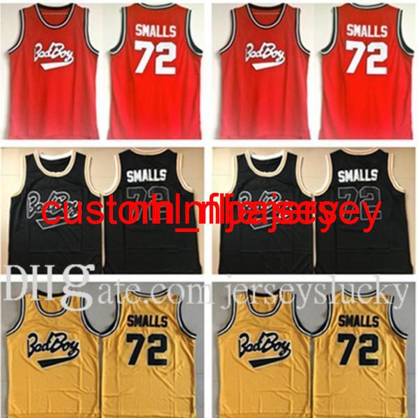 Mens Biggie Smalls Jerseys notório b.i.g. Costurado Bad Boy Basketballwear Jersey # 72 BiggiesMalls Basketball Shirts S-XXL