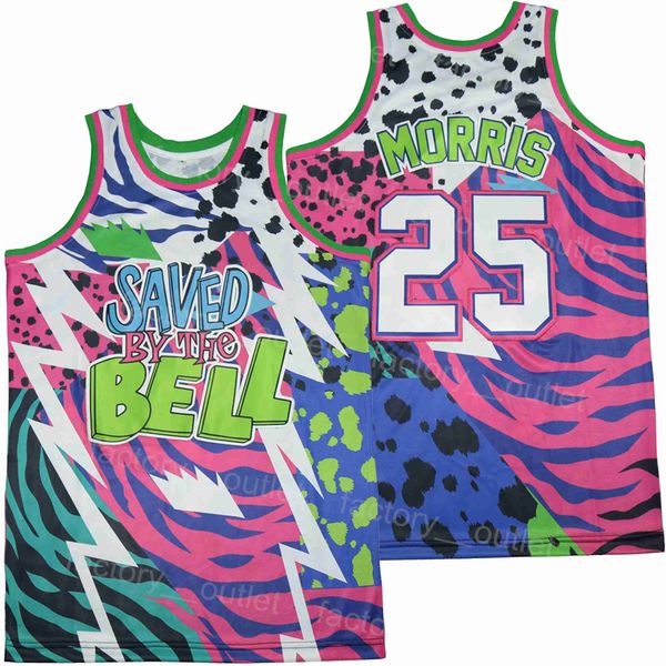 Filme de TV salvo pelo Bell 25 Morris Basketball Jersey College Hiphop Bordery Team Color Camo Hip Hop For Sport Fãs Universidade Breatável All Uniforme costurado