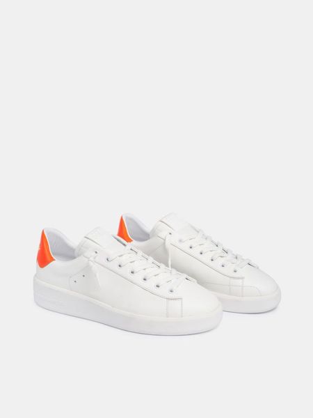 

couples casual shoes designer luxury version white spure star sneakers with fluorescent orange heel tab italian handmade retro small dirty s, Black