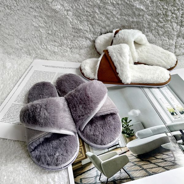 

wholesale products lovely plush slipper open toe thermal slippers winter indoor plush, Black