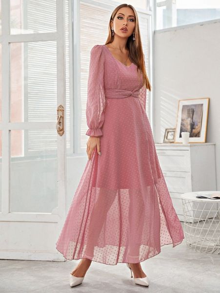 

swiss dot mesh flounce sleeve dress x9ou#, Black;gray