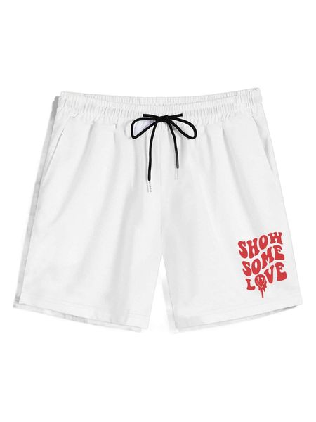 

romwe guys letter graphic shorts h0td#, White;black