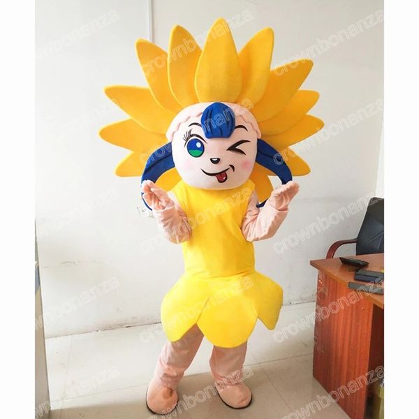 Cadılar Bayramı Sunflower Maskot Kostümleri Karikatür Maskot Giyim Performansı Karnaval Yetişkin Boyutu Tanıtım Reklam Giysileri