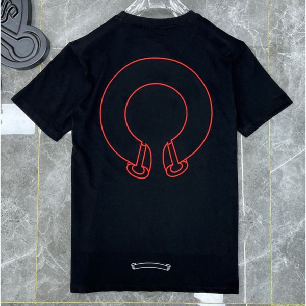

designer mens classic ch t shirts short sleeves summer letter horseshoe sanskrit cross print sweatshirts t-shirts woman loose tees xfby, White;black