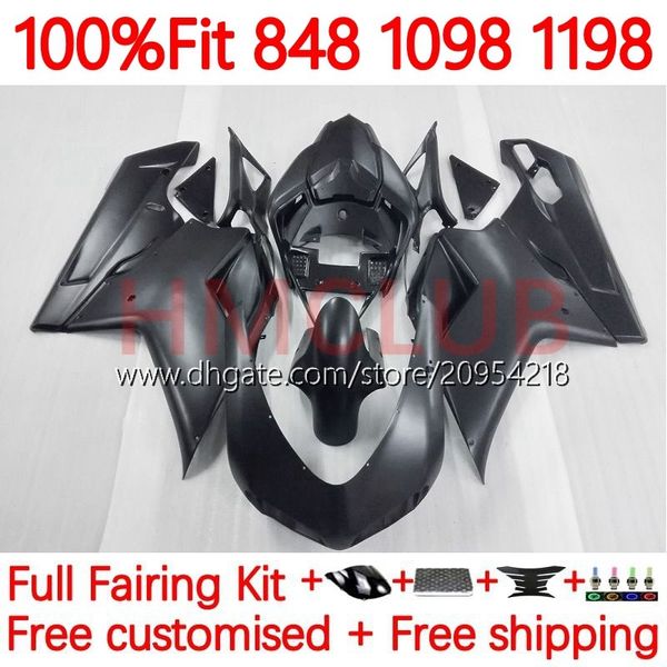 Ducati için Enjeksiyon Fairings 848 1098 1198 S R 848R 1198R Bodywork 163No.4 848S 1098S 2007 2008 2009 2011 2011 1098r 1198s 07 08 09 10 11 12 OEM Vücut Mat Siyah